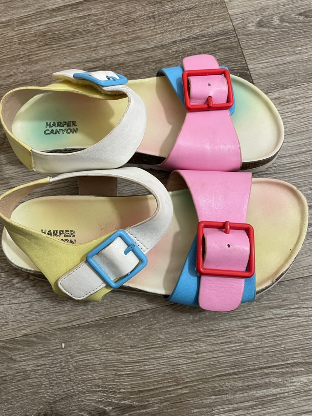 Harper Canyon Girls' Pink Blue Yellow Multicolor Buckle Sandals